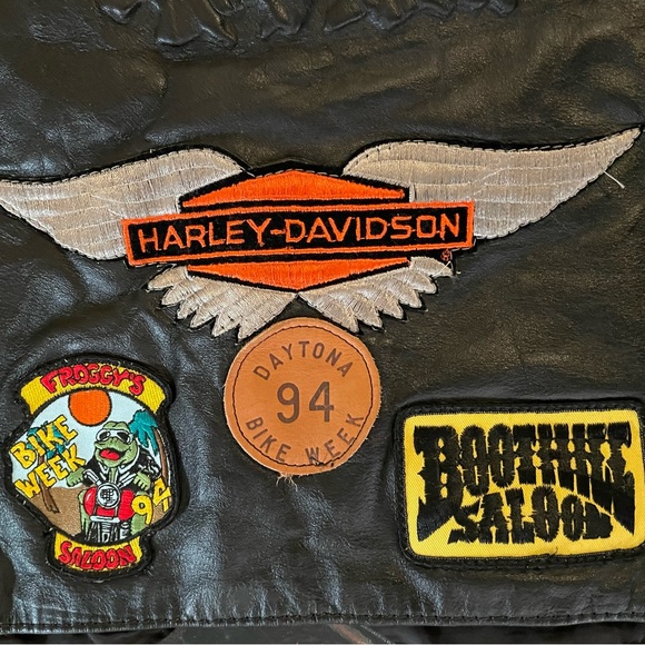 All American Rider Leather Vest Sz XXXL Harley-Davidson Patches Daytona 1994 - Picture 5 of 14